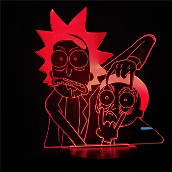 

3d Night Light Children Night Lamp Rick and Morty Cartoon LED 7 Colors Change Lighting Fixture Table Lamp for Bedroom Xmas Gift