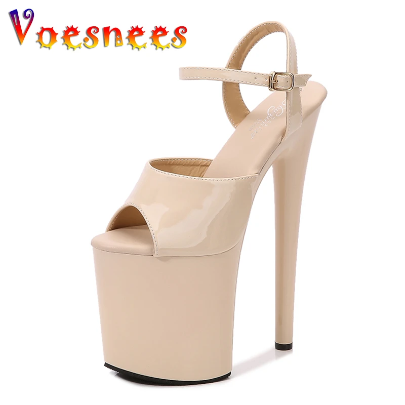 Zapatos de fiesta de Color Beige para mujer, sandalias de pasarela sexys,  con plataforma de tacón alto, stilettos, para Club|Sandalias de mujer| -  AliExpress