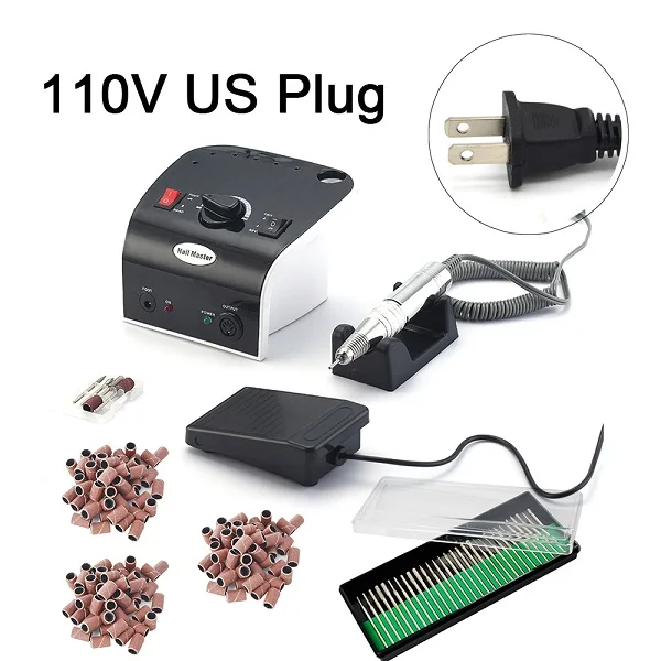 US Plug 35000 об/мин, электрическая пилка для маникюра, педикюра, оборудование для дизайна ногтей, дрель для ногтей, машинка для маникюра с сверлом для ногтей - Цвет: US Plug
