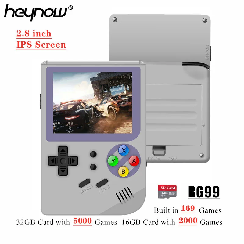 Консоль игровая HEYNOW RG99 2 8 дюйма IPS 169 игр 16/32 ГБ|Портативные игровые консоли| |