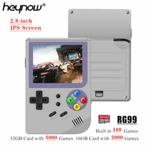 HEYNOW RG99 rétro Console de jeu 2.8 pouces plein écran IPS construit en 169 jeux 2000/5000 jeux dans 16G/32G carte lecteur de jeu vidéo(China)