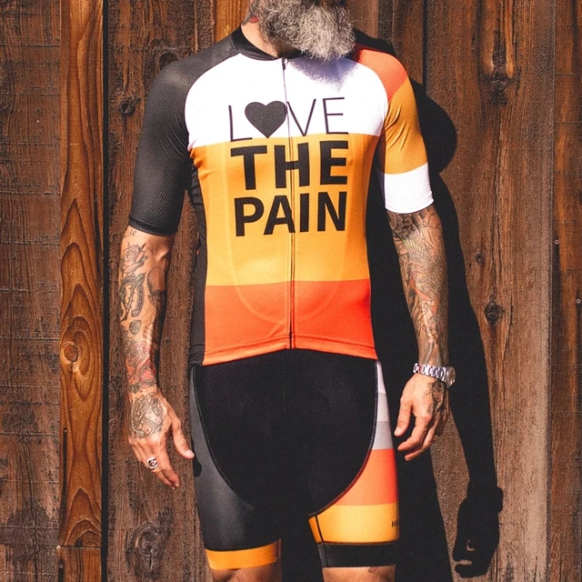 LOVE THE PAIN Pro Team Cycling Set 2021 High Quality American Professional Summer Outdoor Cycling Jersey Italian Webbing Pants 17