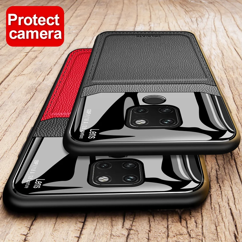 Чехол для huawei mate 10 20 Pro, Силиконовый противоударный бампер из искусственной кожи, зеркальная задняя крышка из оргстекла для huawei mate 8 9, чехол для телефона