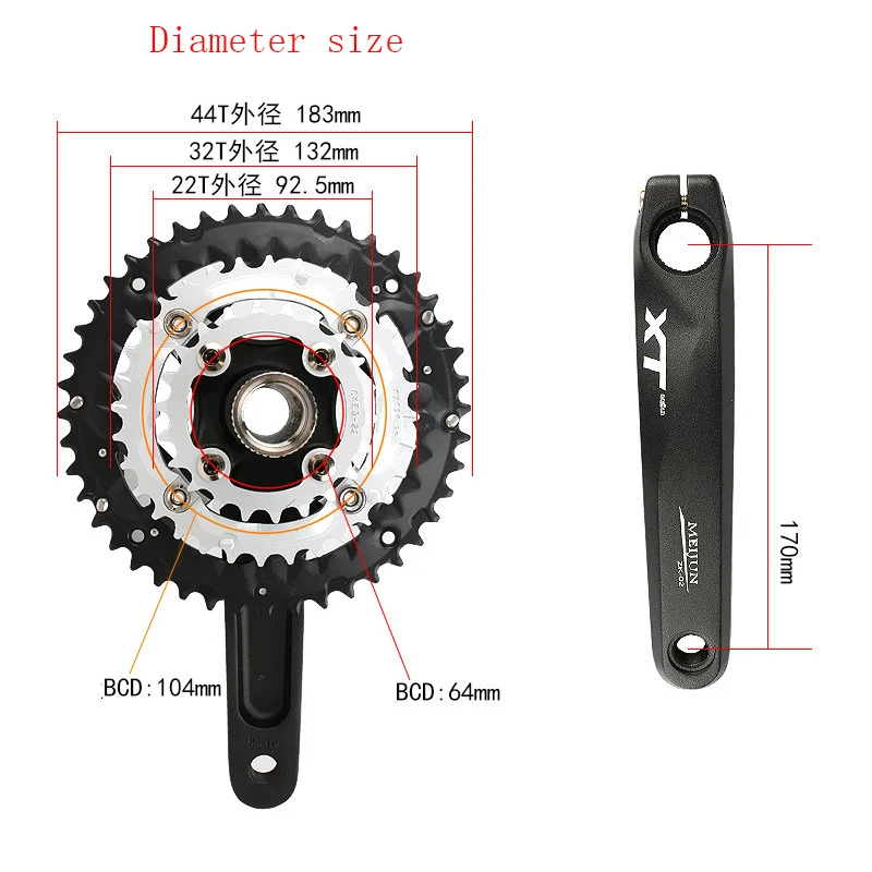 9S 27S 104BCD MTB велосипедная система с BB HollowTech Запчасти для велосипедов из алюминиевого сплава 44T 32T 22T подходит для Shimano Sram sunracing