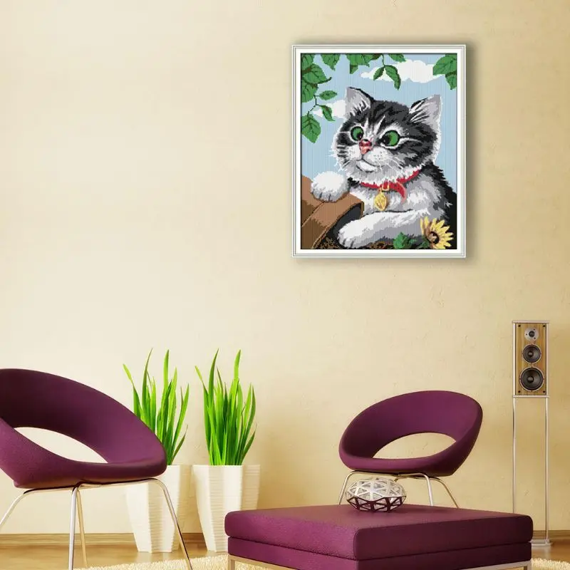 Кошка DIY полная дрель Алмазная Вышивка Набор для вышивки крестом Стразы домашний декор Искусство ремесло 72XF