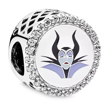 

925 Sterling Silver Round charm features Maleficent and Mistress of all evil Original Beads Fit Bracelet Necklace Bead Jewelry