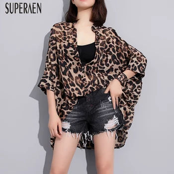 

SuperAen Europe Fashion Shirt Female Pluz Size Wild Casual Women Chiffon Blouses and Tops 2020 Spring Leopard New Women Clothing