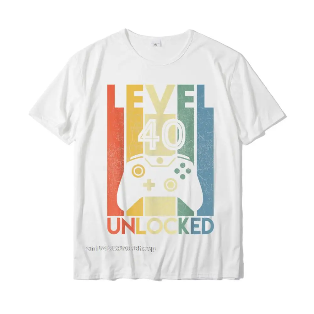 Party Summer Mens T-Shirt Funky Summer/Autumn Short Sleeve Round Collar 100% Cotton Fabric Tops Shirts Printed On Tops Shirt Level 40 Unlocked Shirt Funny Video Gamer 40th Birthday Gift T-Shirt__780. white