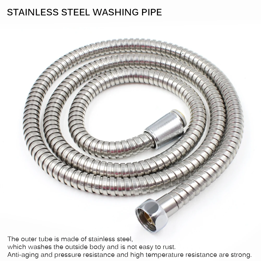 Explosion-Proof PVC Shower Hose 1.5 Meters Silver Gray high Temperature Resistance Anti-Winding General Standard Accessories-Shower Hose high Pressure Resistance