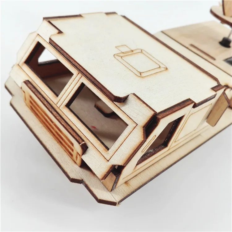 Laser Cutting DIY Solar energy Toys 3D Wooden Puzzle Toy Assembly Model Wood Craft car Kits for Children Kids