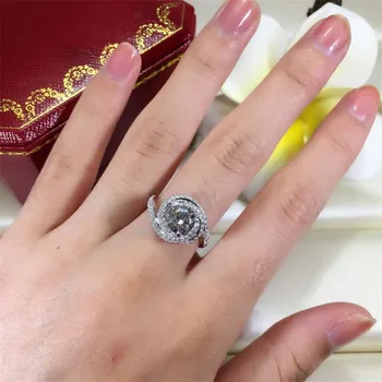 

Real Solid 100% 925 Sterling Silver Rings for Women Luxury 3ct Diamond Wedding Engagement Ring Brand Fine Jewelry