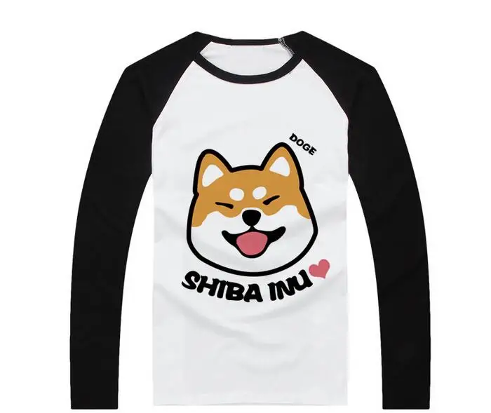 Новая модная футболка Doge, Мужская футболка с рисунком милой собаки, летняя футболка с длинным рукавом