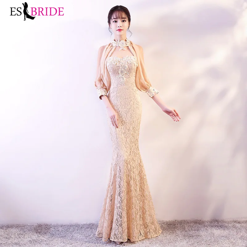 #^Special Price Wit Mermaid Formele Avondjurken Lange 2019 Mode Eenvoudige Plus Size Bruiloft Gast Gown Elegante Abito Da Cerimonia ES2679