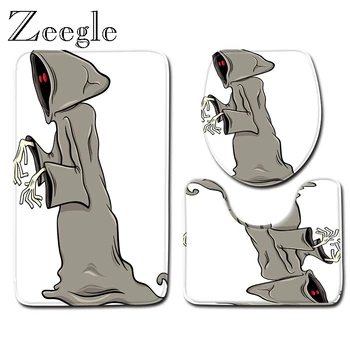 

Zeegle Halloween Mat Set for Home Decoration 3pcs Bath Mat Set with Toilet Seat Cover Microfiber Foot Rug Bathroom Entrance Mat