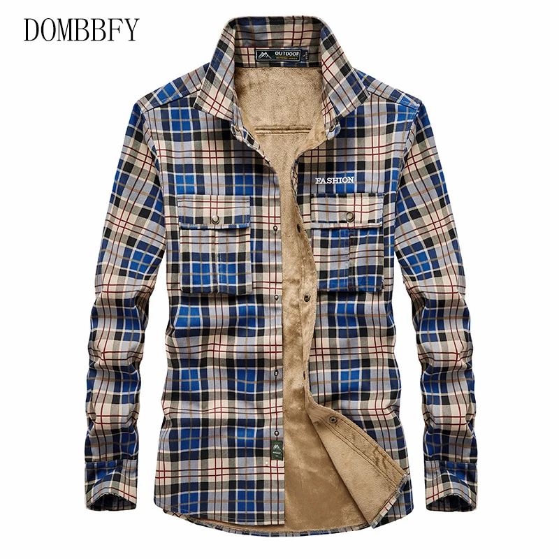Shirt Men Plaid Flannel Shirts Mens Casual Autumn Winter Spring Thick Warm Fleece Cotton Long Sleeve Shirt 4XL Camisa Masculina Shirt Men Plaid Flannel Shirts Mens Casual Autumn Winter Spring Thick Warm Fleece Cotton Long Sleeve Shirt 4XL Camisa Masculina