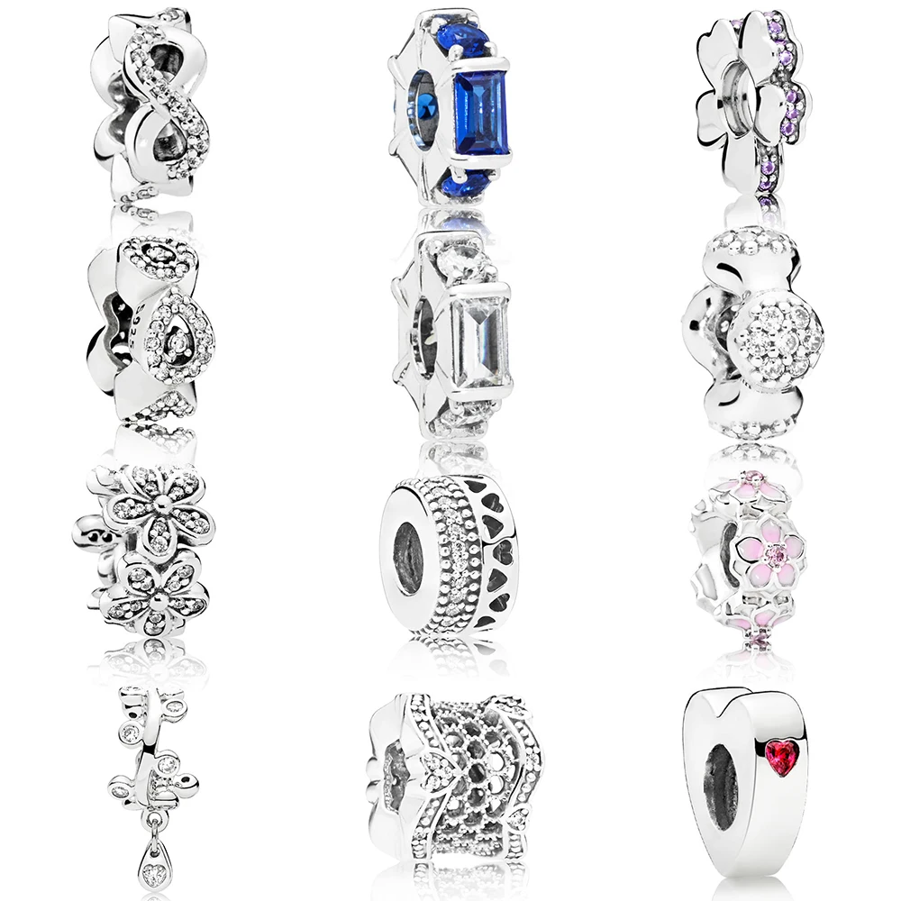 

2019 Fashion 1:1 S925 Sterling Silver High Quality Two Hearts Together Mickey Beads Fit Diy Bracelet Original Ladies Jewelry