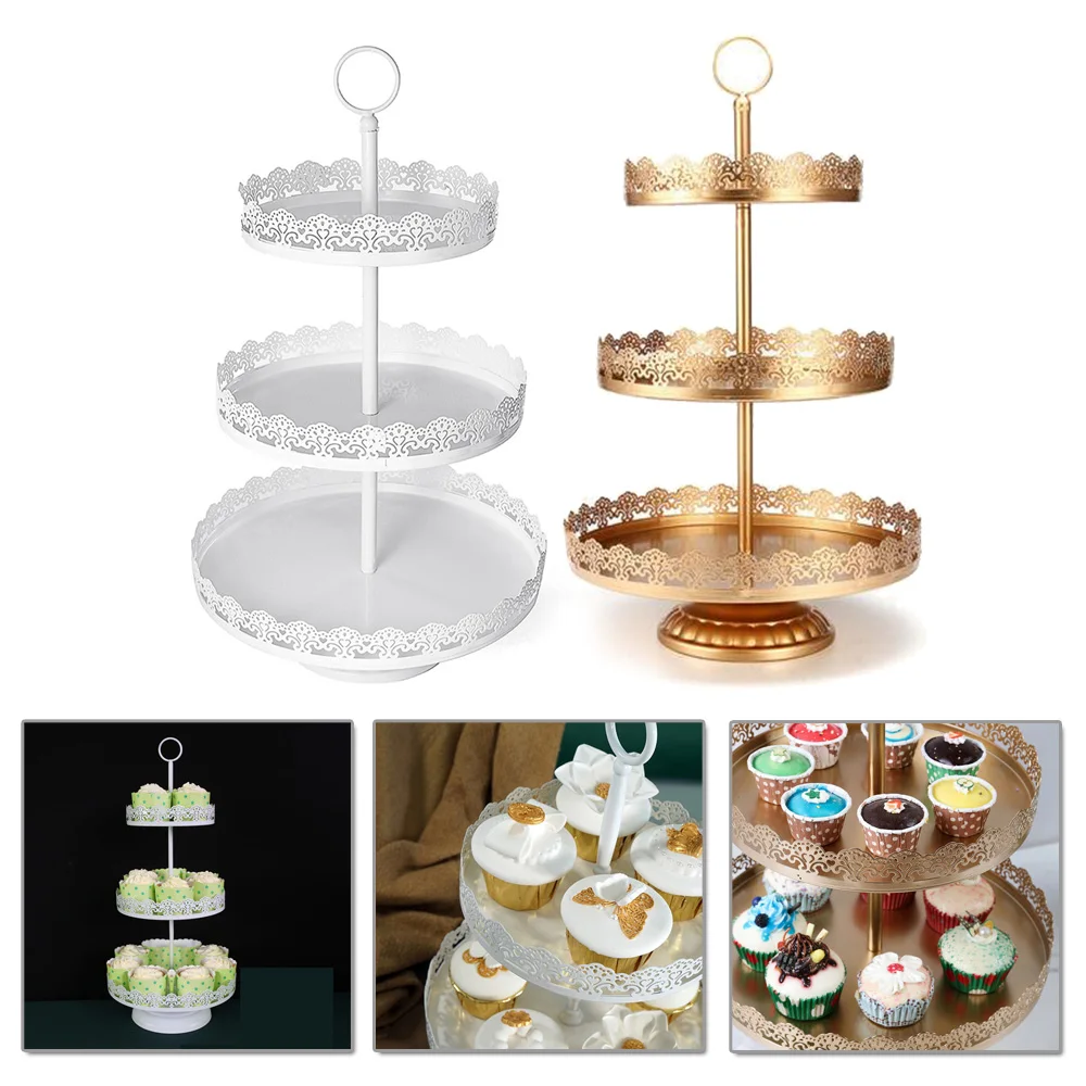 3 яруса кружевных ярусов круглый торт подставка держатель торт Дисплей стеллаж для выставки товаров для вечерние свадебные подставка для тортов на день рождения украшения