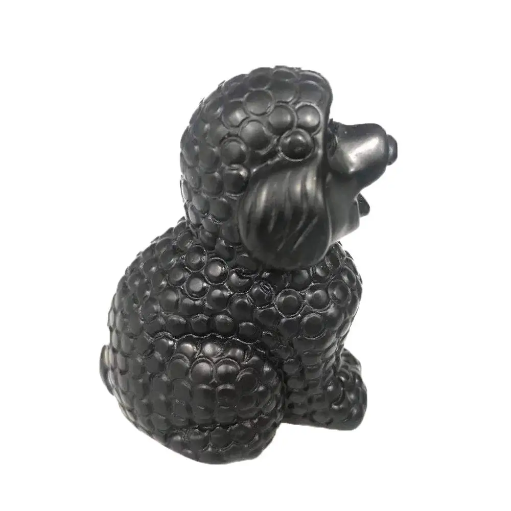 Natural Black Obsidian Dog Crystal Quartz Animal Healing Reiki Energy Gemstone Figurine For Home Decoration&Gift ZJJ