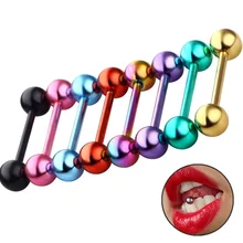 1PCs Stainless Steel Tongue Piercing Septum Industrial Barbell Earrings Ball Tongue Rings Body Piercing Fashion Jewelry 4 Colors