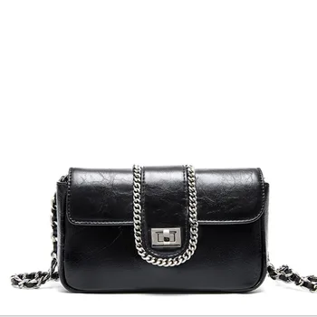 

Fashion Two-layer Cowhide Fresh Messenger Leather Women's Bag New Shoulder Chain Small Square Bag Wild