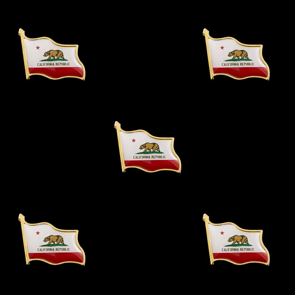 

5PCS American State California National Patriotism Flag Lapel Pin Waving Brooches Accessories