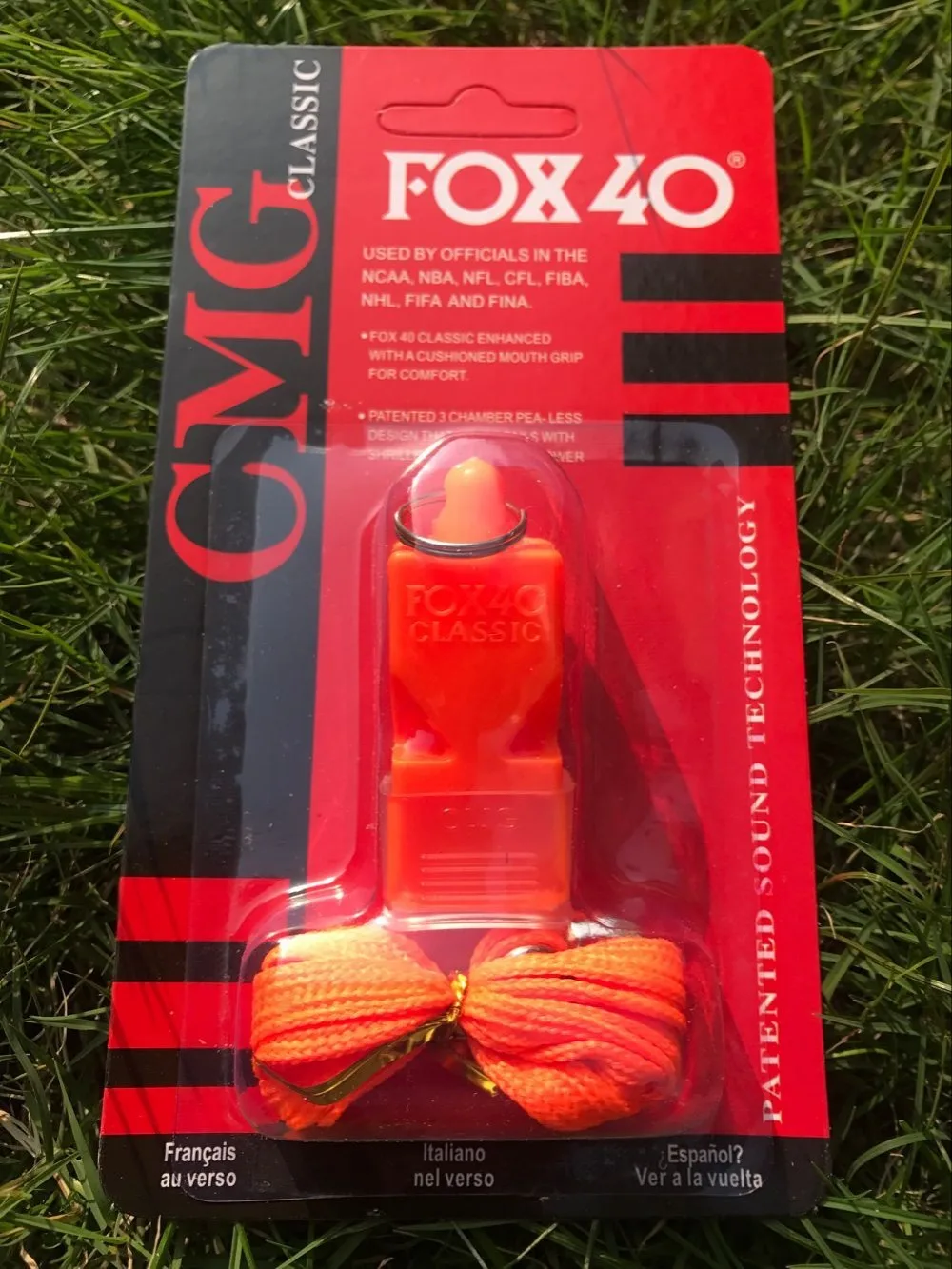 Классический свисток FOX40 12 шт./лот для рефери с CMG и шнурком в блистерной упаковке |