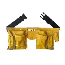 Cinturón de herramientas de cuero multifuncional, hebilla de liberación rápida, organizador de herramientas de trabajo de construcción de carpintero, bolsa de almacenamiento, cinturón