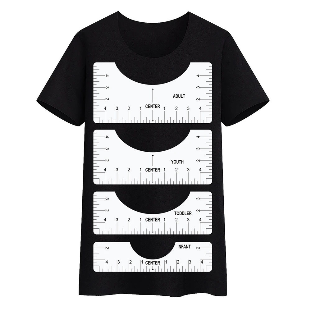 4PCS T-Shirt Alignment Ruler Centering Tool Placement Graphic Guide Tough Printed Design Fashion With Size Chart | Дом и сад