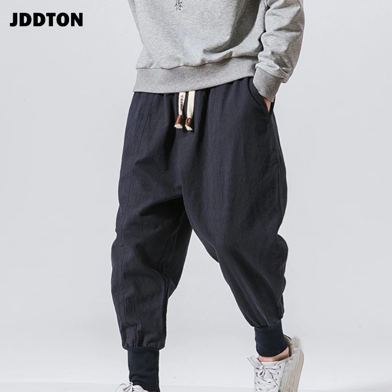 JDDTON New 2020 Men‘s Summer Linen Harem Solid Pants Jogger Casual Loose Male Long Small Foot Pants Fashion Style Trousers JE040 JDDTON New 2020 Men‘s Summer Linen Harem Solid Pants Jogger Casual Loose Male Long Small Foot Pants Fashion Style Trousers JE040
