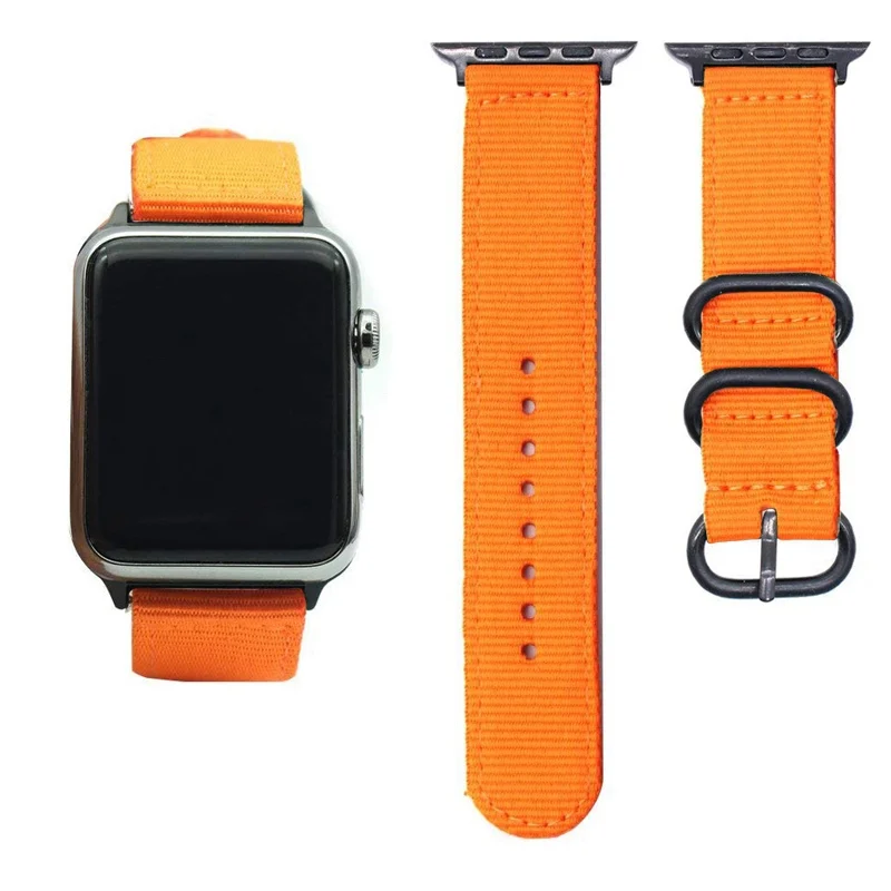 Нейлоновый ремешок для apple watch 4 полосы 44 мм/40 мм, correa apple watch 42mm/38 мм i watch series 4/3/2/1 разноцветный коннектор ремешок для часов - Цвет: Оранжевый
