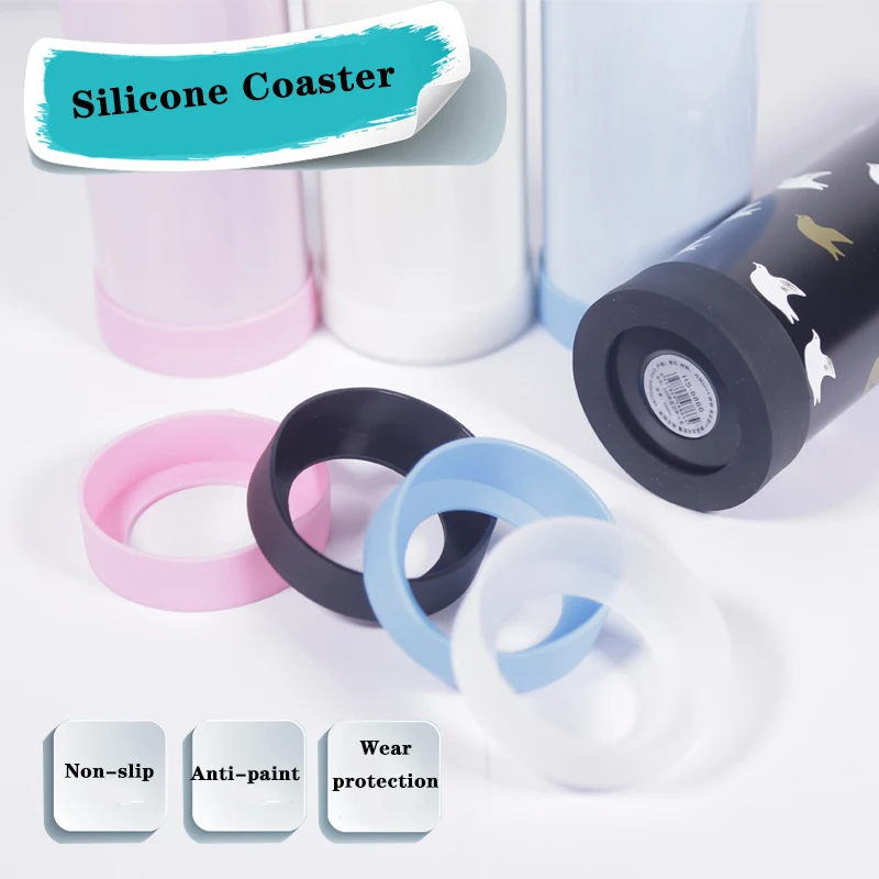 Silicone Thermos Cup Coasters Non-Slip Durable Table Mats Round Insulation Cup Mat Anti-fall Water Drink Bottle Pad Kitchen tool