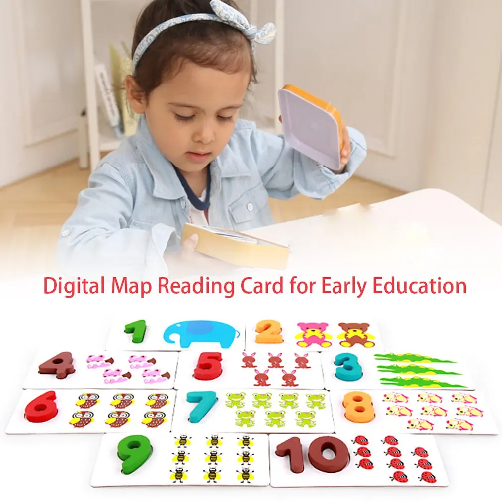 Карта считывания цифровых карты детские игрушки Материалы montessori Обучающие деревянные игрушки для детей математические игрушки для детей номер в комплекте