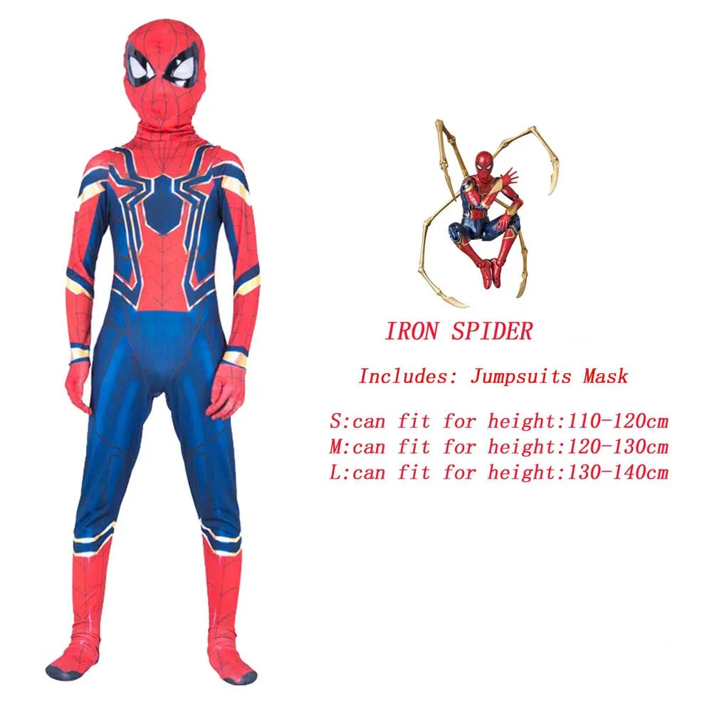 Super Spider Hero Iron Man Muscle Version Children Cosplay Costume Drama Stage Performance Clothing Children's Gift Halloween