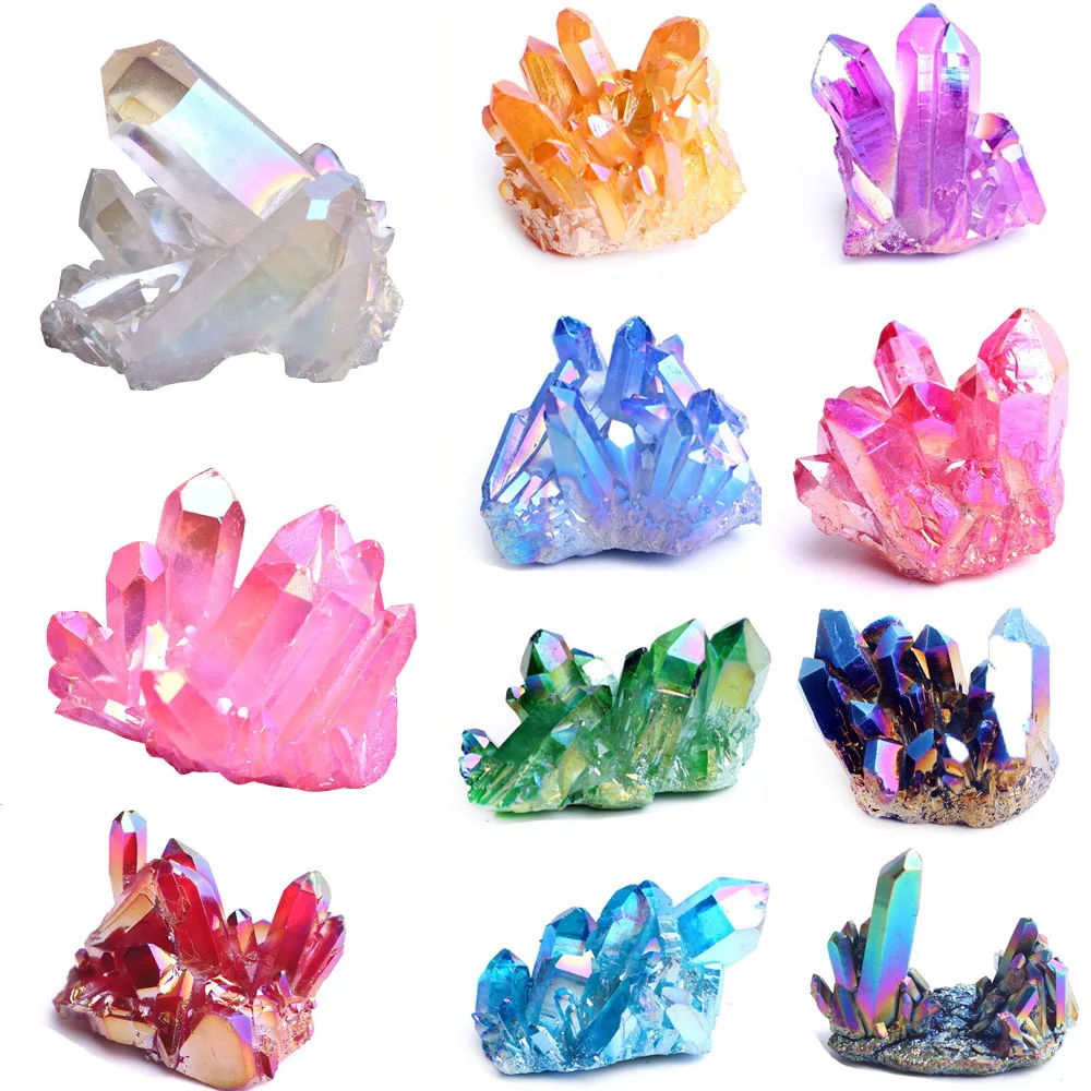 

1pc/40-50g New Various Electroplated Vug Crystal Quartz Specimen Electroplating Crystal Clusters Decoration Gift Healing