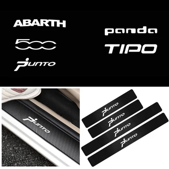 

Car styling 4pcs/Set Door Sill Protector Carbon fiber Sticker For Fiat Panda Tipo Punto ABARTH 500 Emblem Decals Auto Accessorie