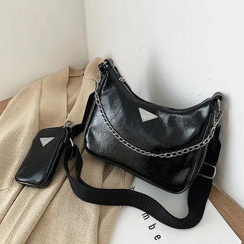 

Women Pu Handbag Nylon Shoulder bags For Wome 2020 New Designer Luxury Crossbody Messenger Bags Female 2 Pices Set Bag