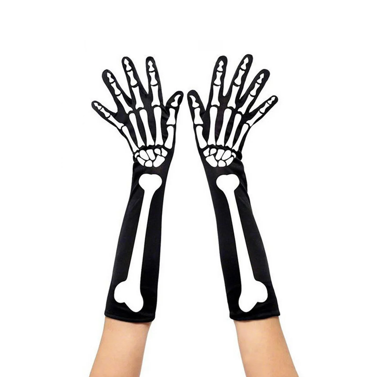 gloves Besegad Хэллоуин белый Скелет длинные перчатки Ghost Bone чулки бедра высокие носки косплей костюм аксессуары Игрушка - Цвет: gloves