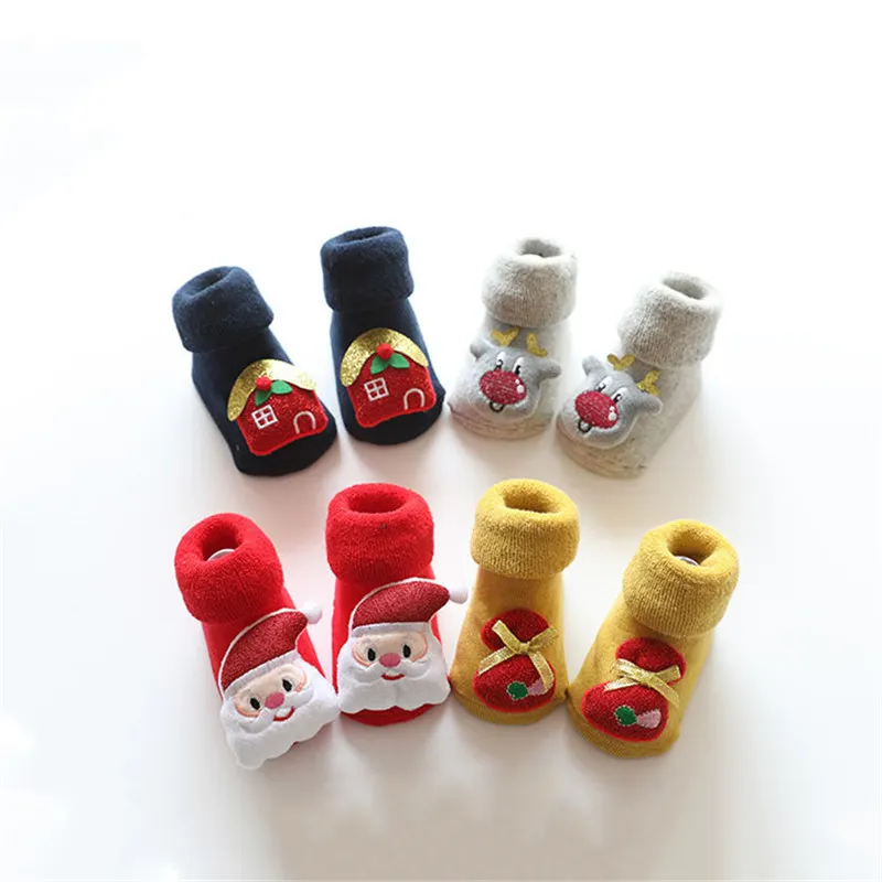 Winter New Children's Socks Woolen Ring Thickened Turn Mouth Cartoon Newborn To 3 Years Old Baby Socks Doll Christmas Baby