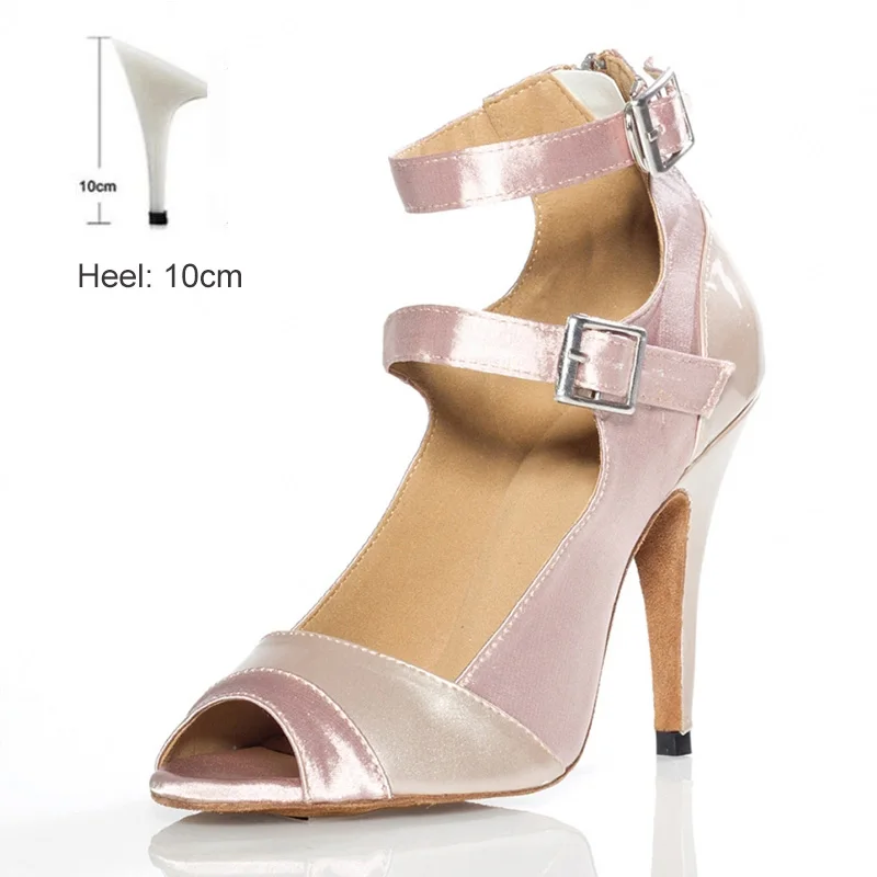 Skin2 10cm heels Бальные туфли для латинских танцев для женщин и девушек, женские туфли для Танго/бальных танцев/латинских танцев/современный каблук 6/7. 5/8. 5, обувь для танцев в помещении, Прямая поставка - Цвет: Skin2 10cm heels