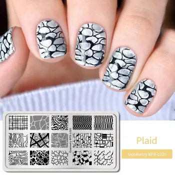 

Stainless steel Nail Art Stamping Plates Stamp Template Plaid Line Pattern Nail Art DIY Design Image Printing Tools