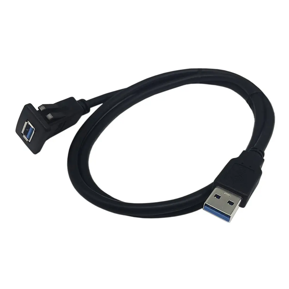 USB 3,0 кабель с разъемом для авто, Автомобильный Кабель с креплением, удлинитель для мужчин и женщин, панель приборной панели, квадратная аудиолиния для мотоцикла