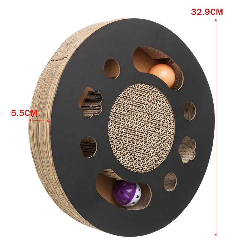 Игрушечный колокольчик, мяч, Когтеточка для кошек, гофрированная бумага, развлечения, Круглый, много отверстий, шлифованный коготь, Домашний диск для питомцев С Кошачьей Мятой