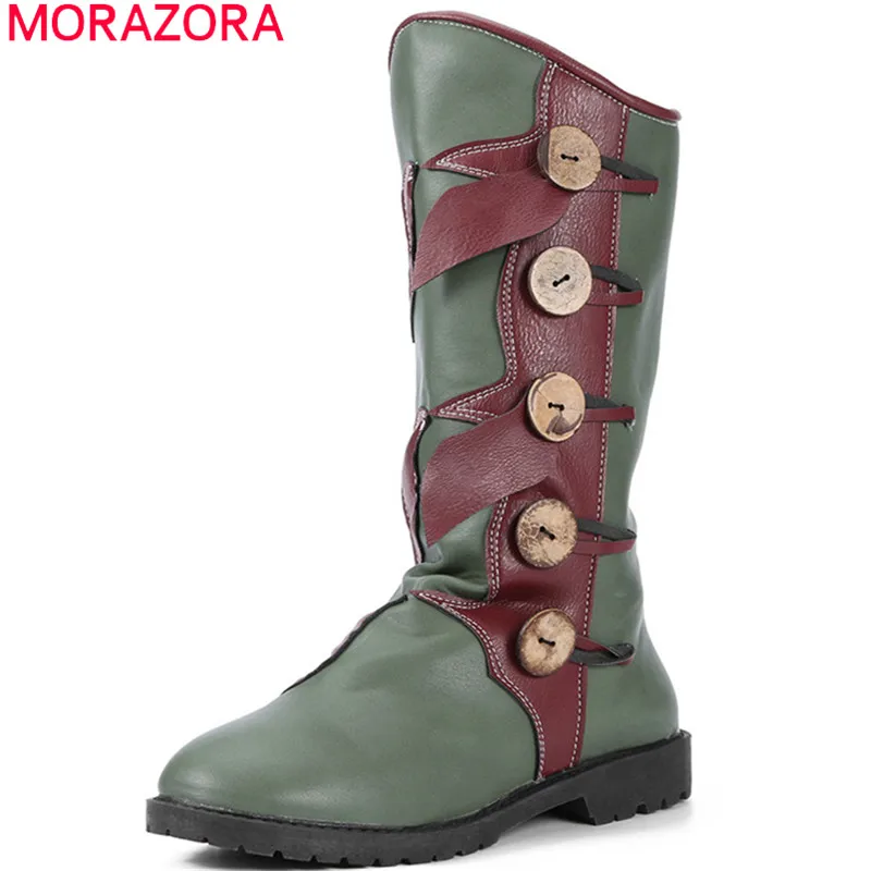 

MORAZORA 2020 new arrival ankle boots women buckle mixed colors autumn winter Western boots comfortable low heels shoes female