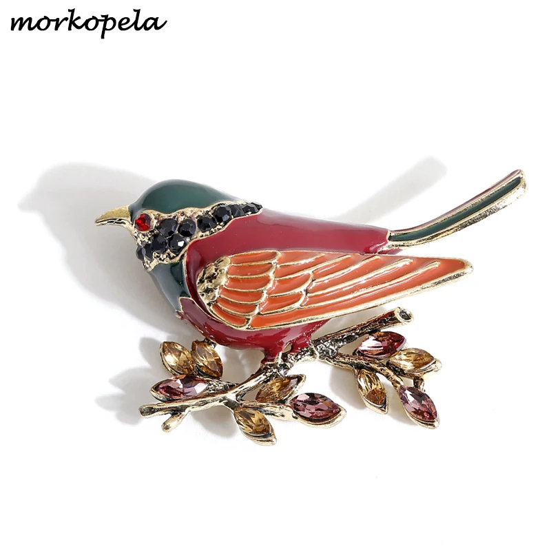 Morkopela Bird Enamel Pin Animal Brooch Jewelry Pins Rhinestone And Brooches For Women Costume Clothes Broche Scarf Clip  Украшения | Отзывы и видеообзор