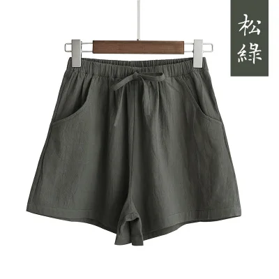 09 Army Green Свободное однотонное хлопковое белье Feminino женские шорты новые летние шорты женские эластичные шорты с высокой талией короткие кружевные шорты с высокой талией шорты женскиешорты женские джинсовые женские шорт - Цвет: 09 Army Green