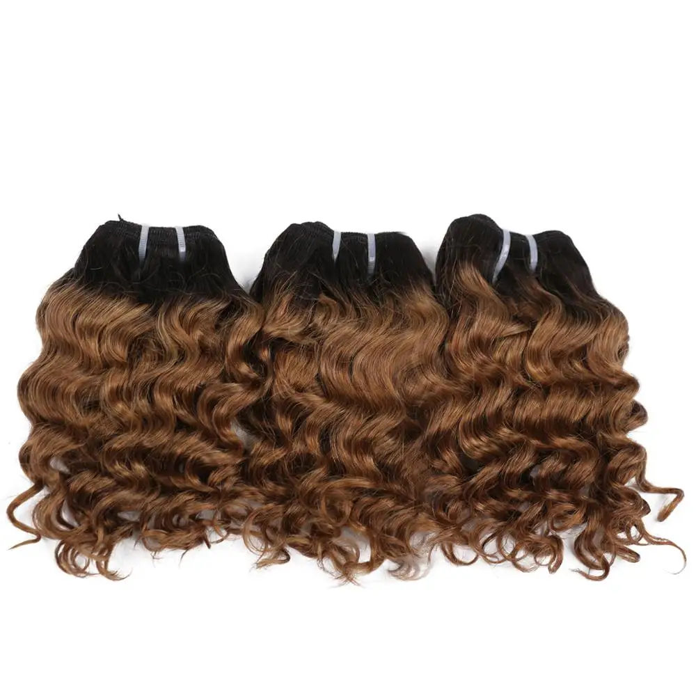 Real Beauty 8? Ombre Deep Wave Short Bob Style 1B/27 Remy Human Hair Bundles 50g Two Tone Honey Blonde Brazilian Hair Weave