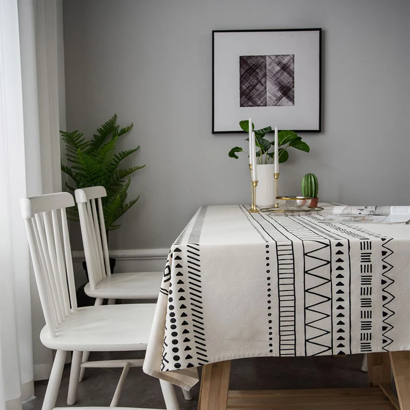 Скатерть с геометрическим рисунком, прямоугольная скатерть, хлопковая скатерть для стола, современные украшения для дома, рабочего стола, отеля, чайные скатерти в полоску