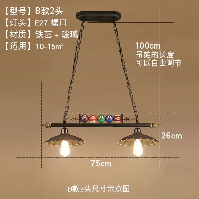 Suspensa de Led Decorativa para Restaurante Mesa de Bilhar Lâmpada Americana Luminária Roupas Loja Bilhar Bar 5 Luzes e Iluminação
