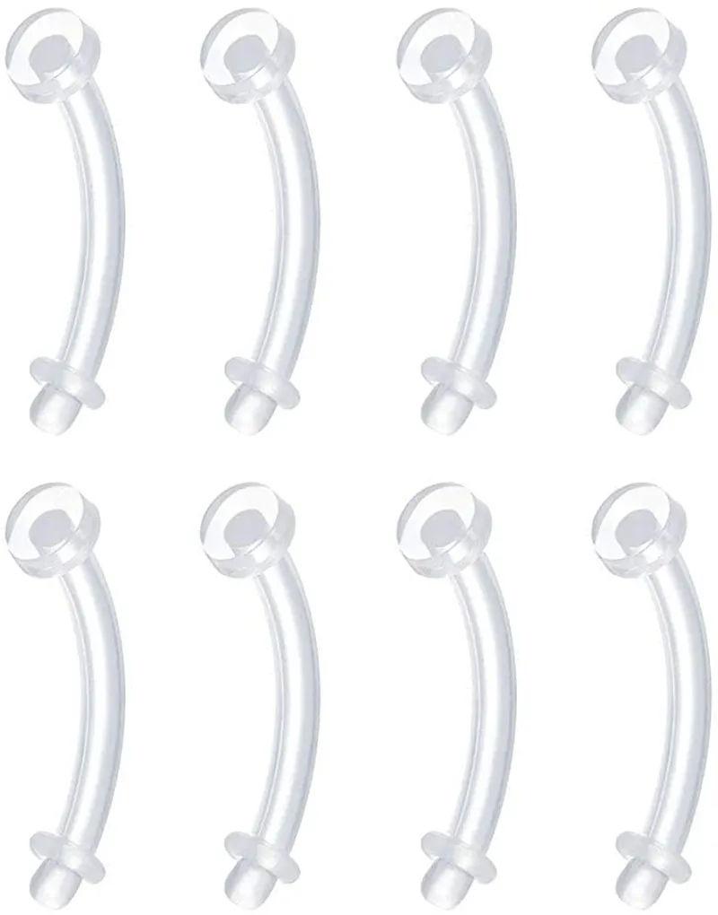 68pcs Clear Bioflex Acrylic Curved Barbell Belly Button Rings Navel
