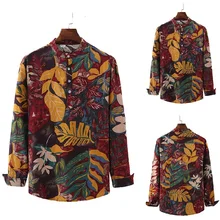 Мужская Повседневная рубашка с длинным рукавом, мужская рубашка с цветочным принтом